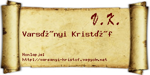 Varsányi Kristóf névjegykártya