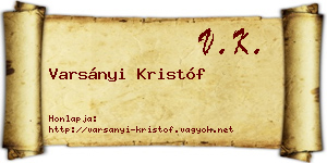 Varsányi Kristóf névjegykártya